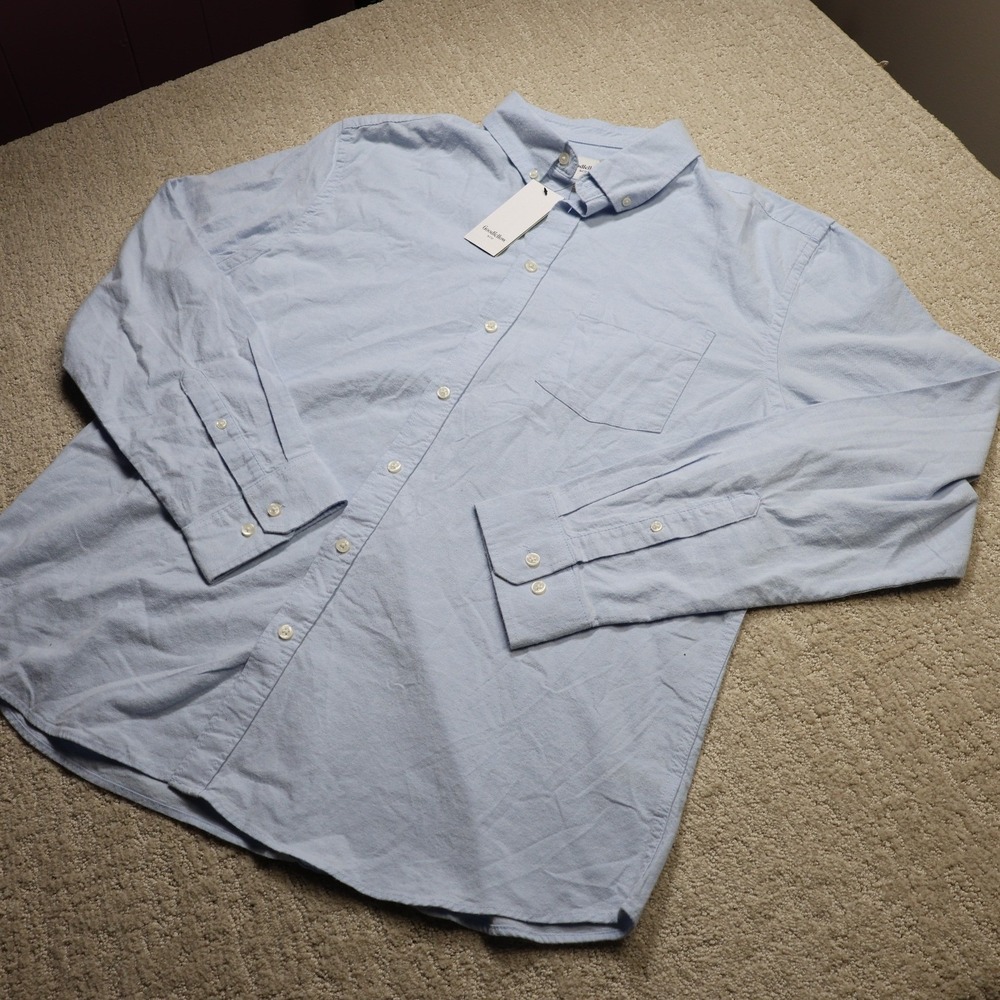 Goodfellow & Co Mens XXL Slim Fit Every Wear Oxford Button Up Shirt Blue NWT
